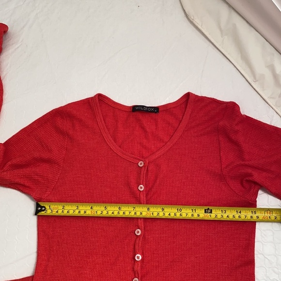 Wildfox red thermal MERRY onesie pajama or base layer M - Picture 5 of 10
